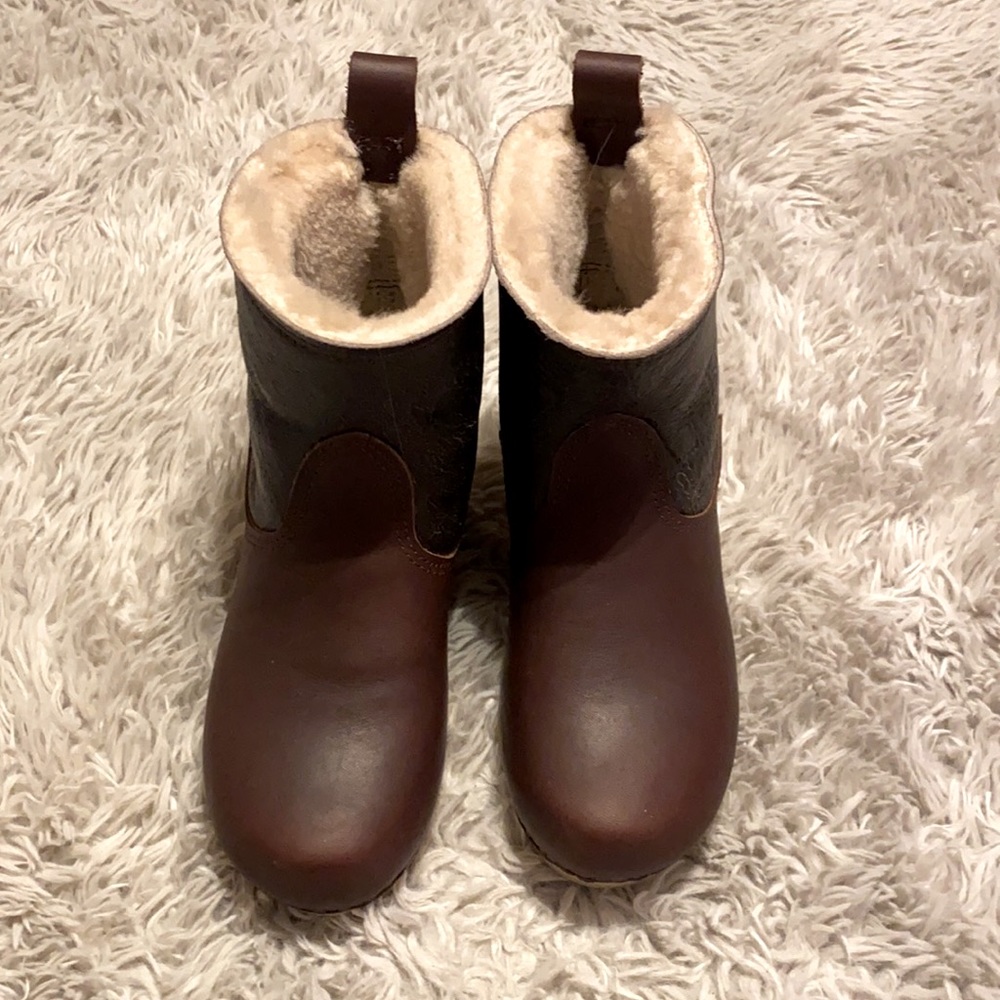No.6 shearling clog boots, size 38.